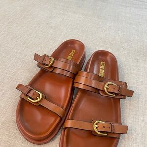 Steve Madden Cognac Double-Buckled Slide Sandals